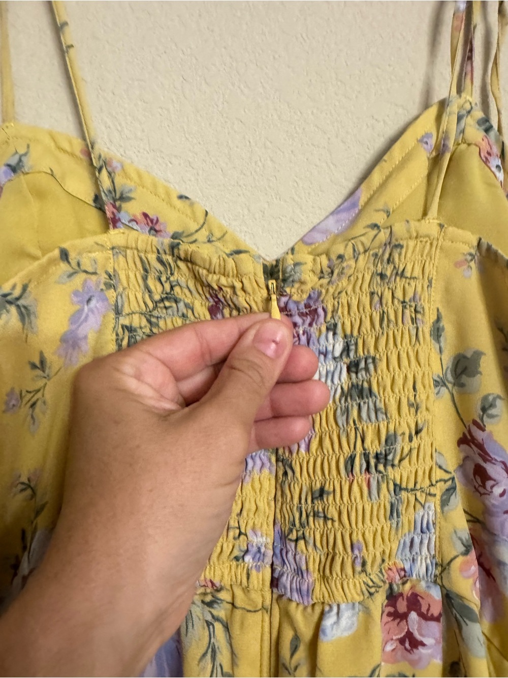 Abercrombie & Fitch Y2K Sun Dress Yellow Floral Prairie Cottage Size S Chiffon - Picture 8 of 15